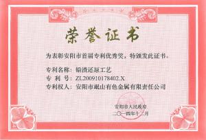 安陽市首屆專利優(yōu) 秀獎